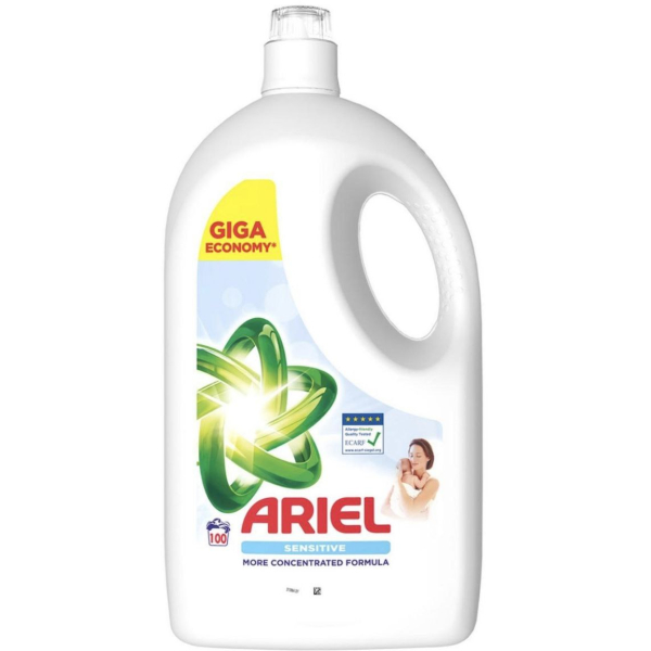 Гель для прання ARIEL Sensitive для чутливої шкіри, 100 циклів прання, 4.5 л