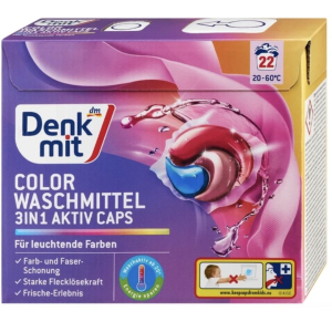 Капсули для прання Denkmit colorwaschmittel 3 in 1 aktiv caps 22 шт