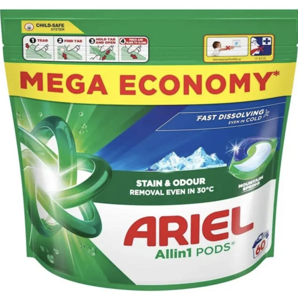 Капсули для прання Ariel Pods All-in-1 Гірське Джерело 60 шт