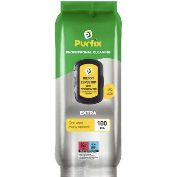 Господарські вологі серветки PURFIX Extra 100 шт Господарські вологі серветки PURFIX Extra 100 шт