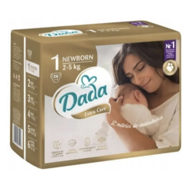 Підгузки Dada Extra Care 1 для новонароджених 2-5 кг 26 шт Підгузки Dada Extra Care 1 для новонароджених 2-5 кг 26 шт