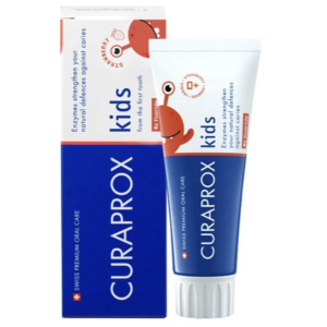 Дитяча зубна паста Curaprox Kids із фтором 950 ppm (від 2 років) зі смаком полуниці Дитяча зубна паста Curaprox Kids із фтором 950 ppm (від 2 років) зі смаком полуниці